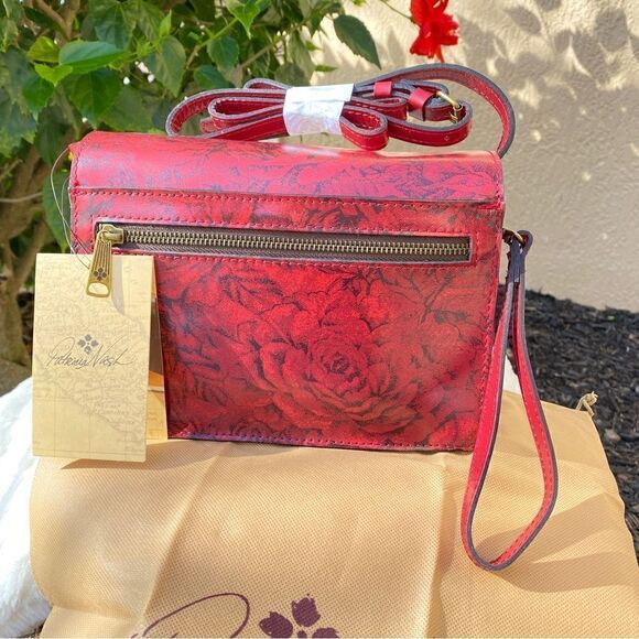 PATRICIA NASH LANZA LEATHER CROSSBODY CLUTCH ETCHED ROSES NWT - Picture 7 of 14